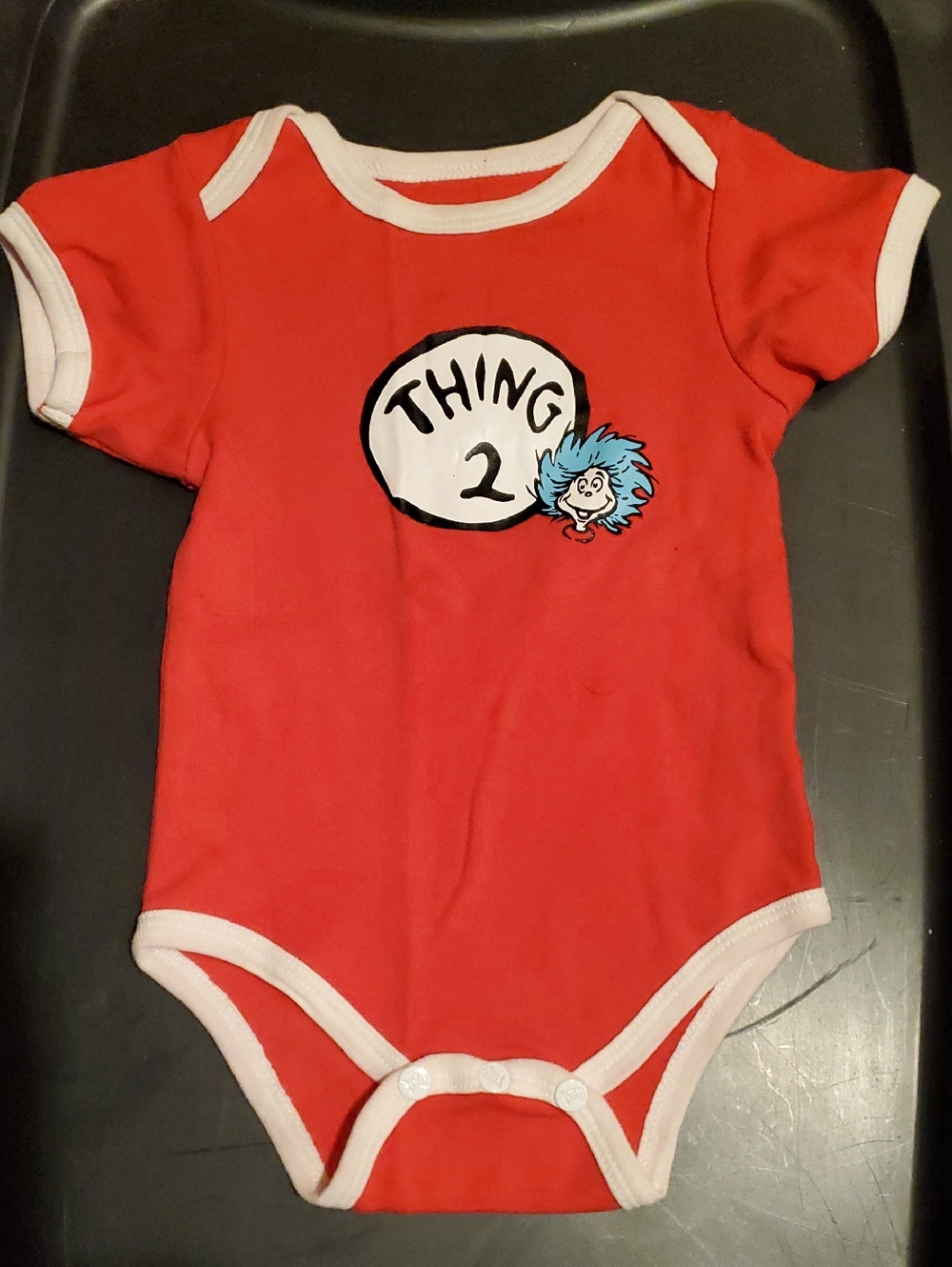 Bumkins Dr. Seuss Thing 2 Red Baby Onesie Size 6 M